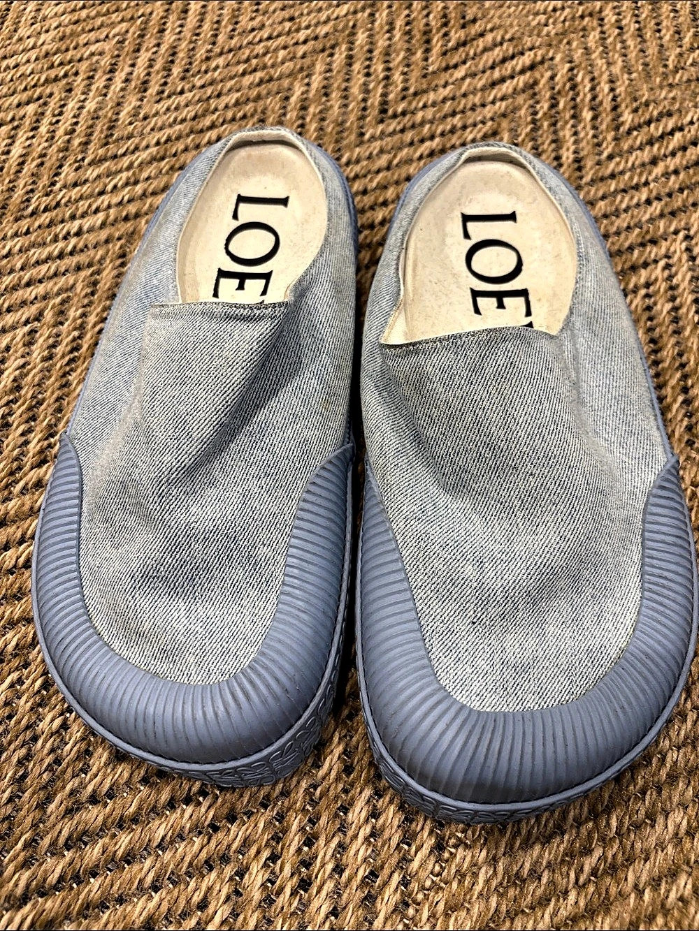 Loewe Flow Runner Denim Mules Blue Slip-On Sneakers